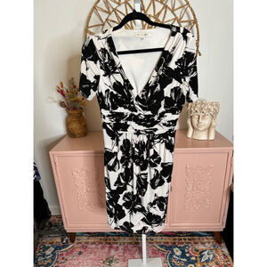 Women's Evan Picone Black and White Floral Dress Size 10
